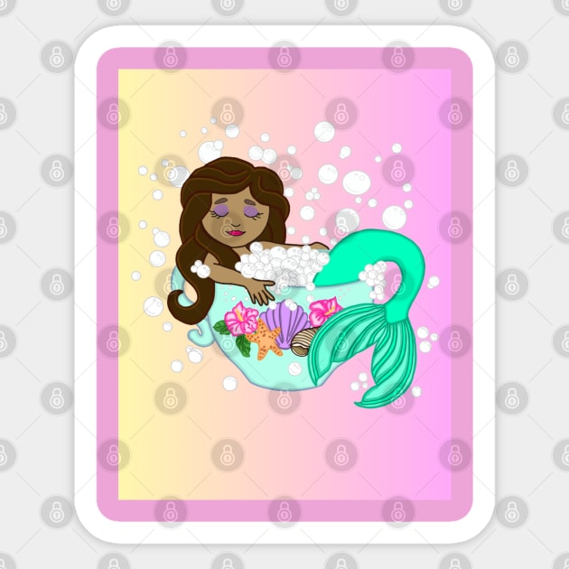 Teacup Mermaid (sunrise) Sticker by Octopus Cafe